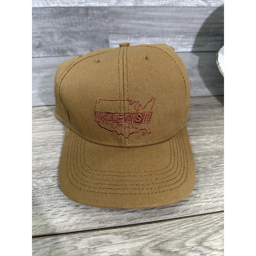 Wabash‎ National Vintage Trucker Hat Brown Canvas Made in USA Snapback Cap Mens